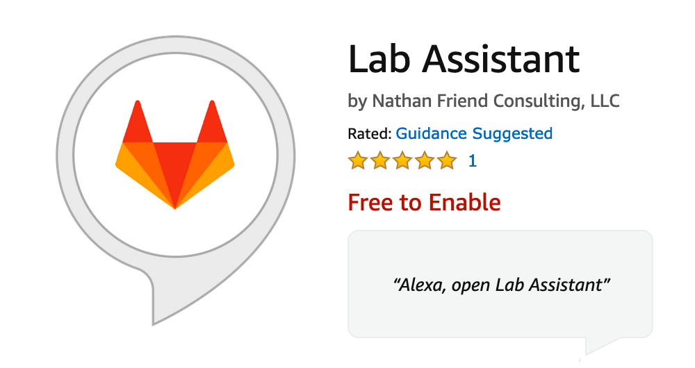 A screenshot of the Lab Assistant Alexa skill