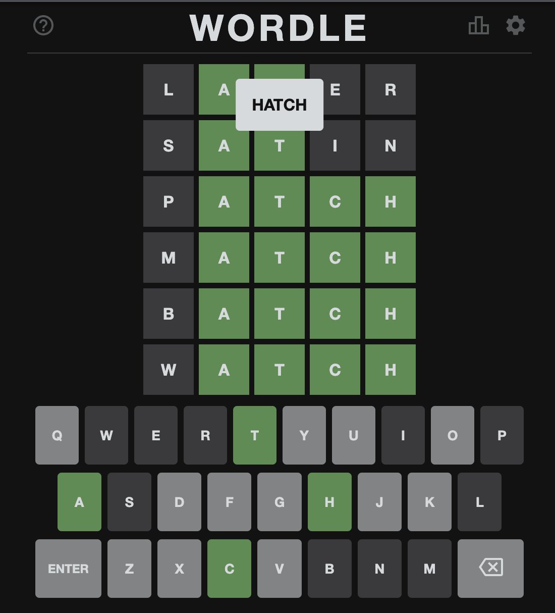 A screenshot of Wordle Bot's solution to puzzle 113